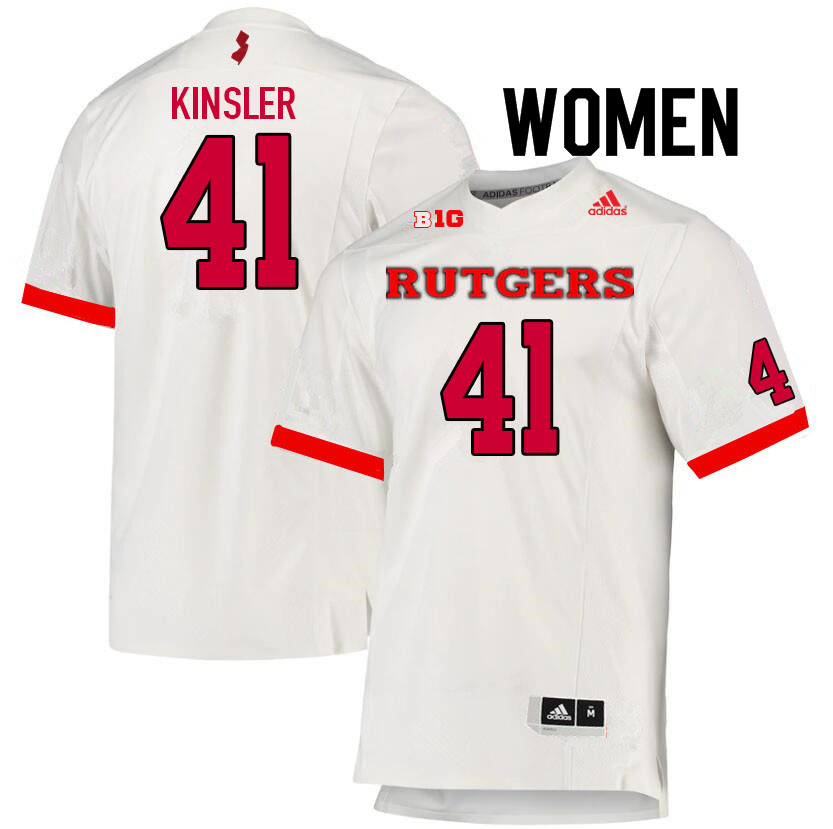 Women #41 Jordan Kinsler Rutgers Scarlet Knights College Football Jerseys Sale-White